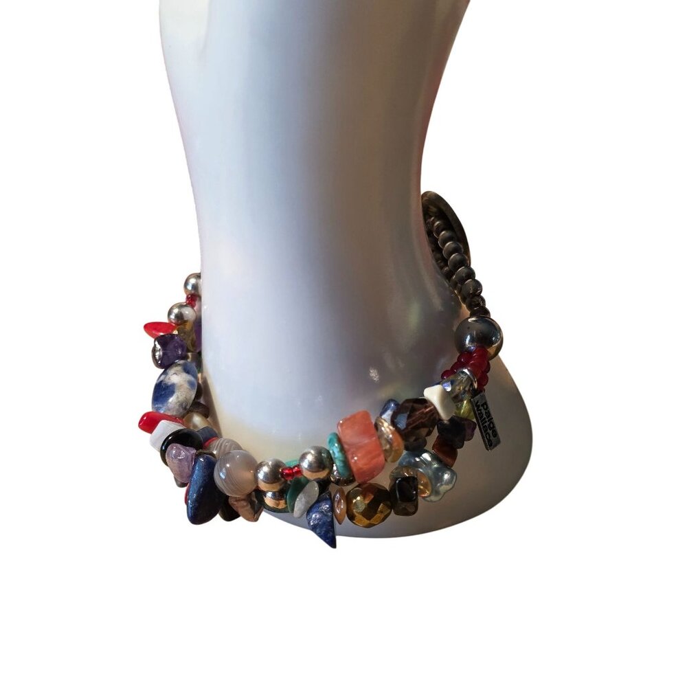 Paige Wallace‎ Handmade Multi-Stone Beaded Bracelet With Buffalo Nickel Clasp
